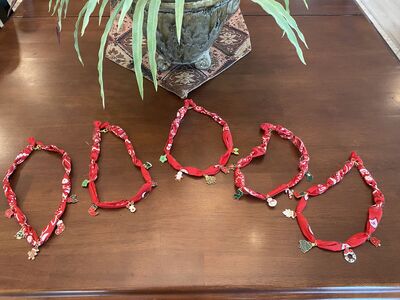 NEW - Bandanna Gold Backed Christmas Charm Chocker Necklace W/ Clasp - Enamel Details - C PIX