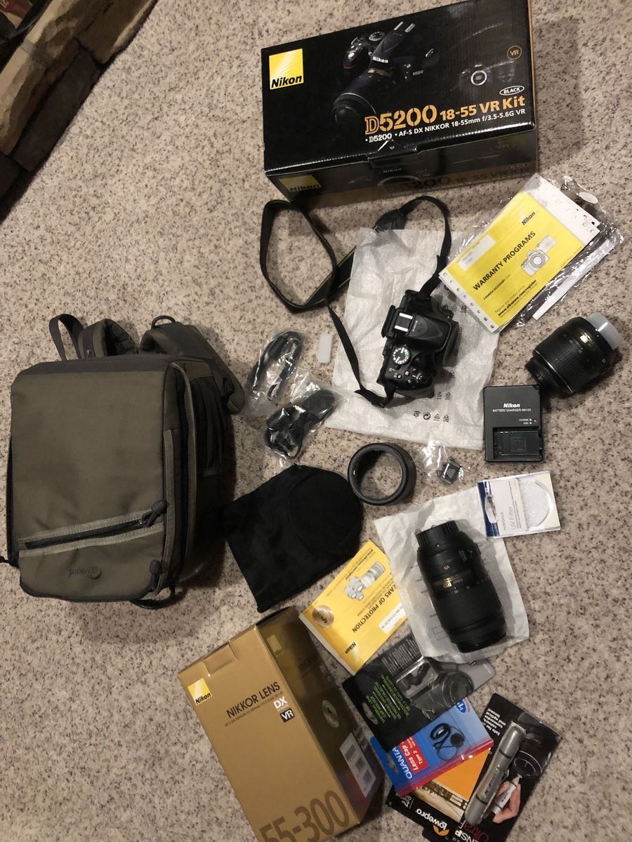 Nikon D5200, AF-S DX Nikkor 18-55mm VR Kit and Nikon AF-S Nikkor 55-300mm lens