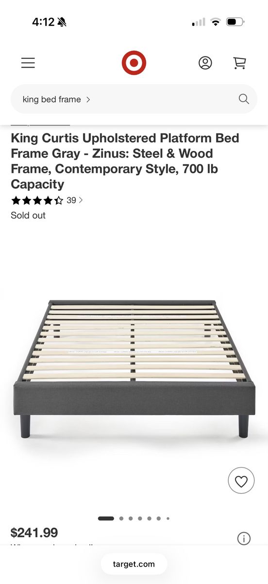 Zinus King platform bed frame