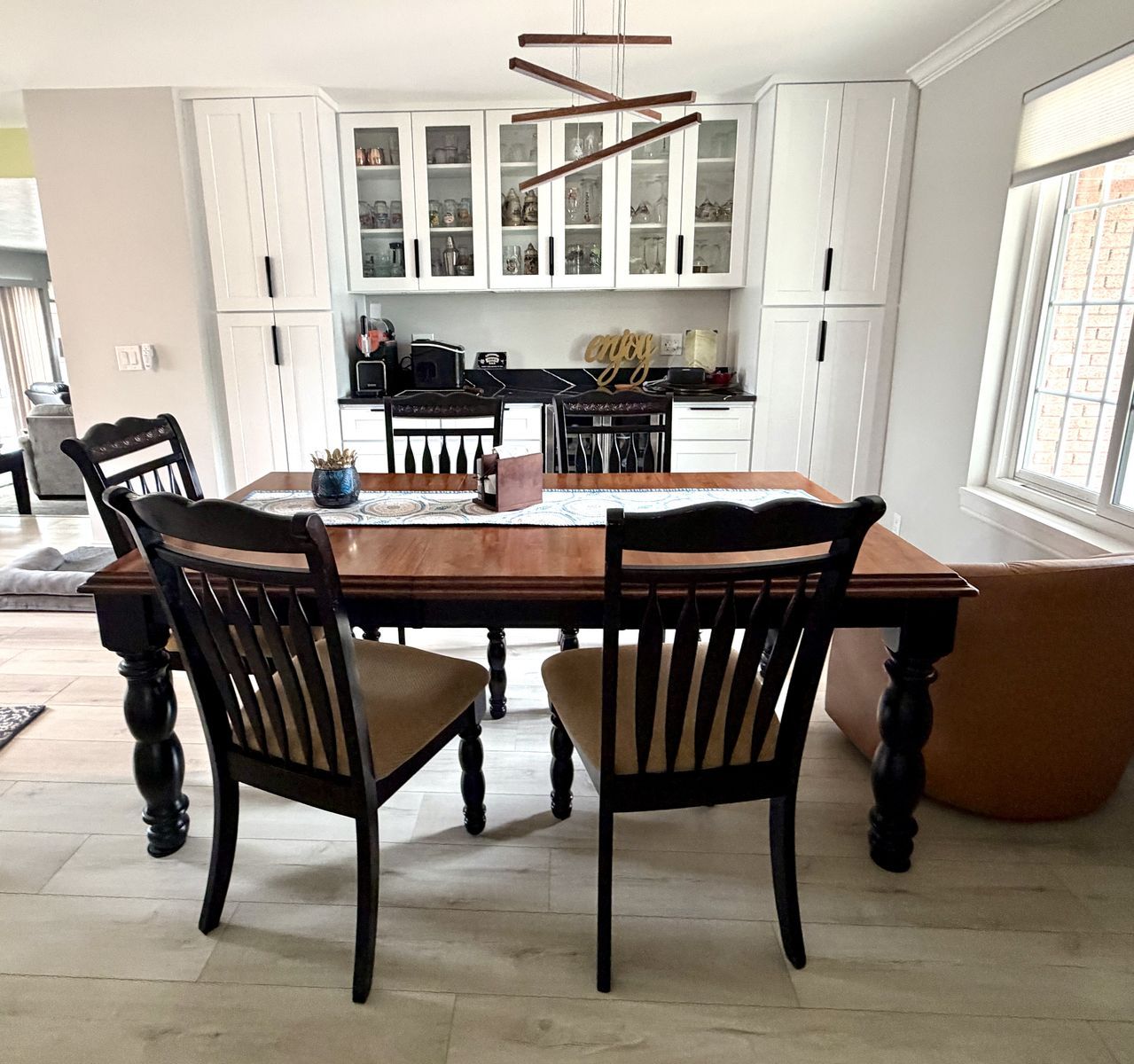 6 Dining chairs, real wood, upholstered,