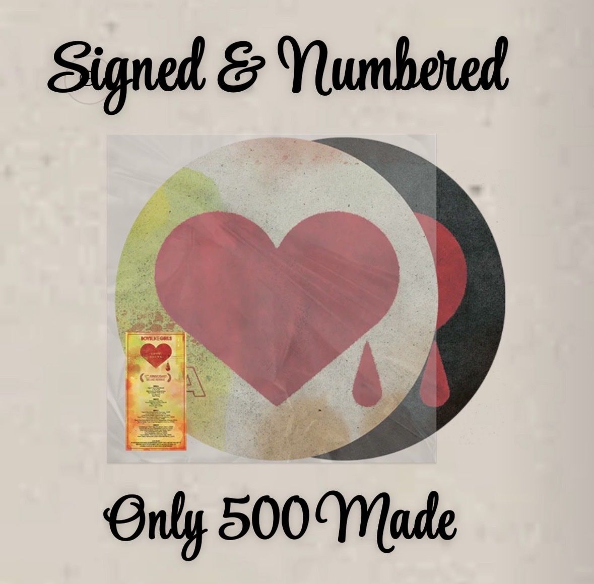 Boys Like Girls-SIGNED Love Drunk Deluxe Vinyl-Limited Edition X/500-Numbered-2LP Picture Disc with Signed Litho-Autographed-NEW