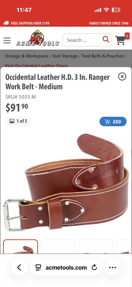 Occidental Leather Work Belt and Suspenders Set