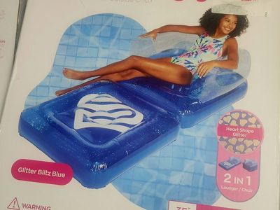 2-in-1 Foldable Lounger Float & Poolside Chair Cup Holder