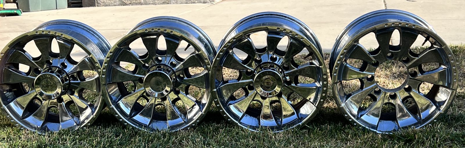 4 polish aluminum rims/ 4 fallen wild peak AT tires