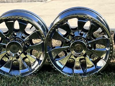 4 polish aluminum rims/ 4 fallen wild peak AT tires