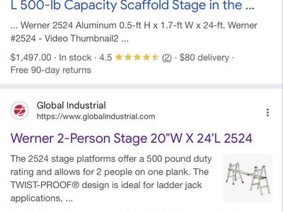 AT LEAST 30% OFF RETAIL! BRAND NEW* Werner 2524 24’X20” Aluminum 2-Person, 500 Lb Capacity Scaffolding Stage (2 Available)