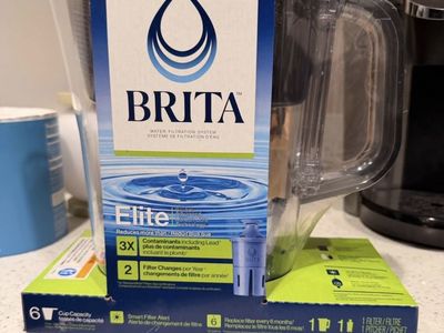 Brita Elite Water Filter Pitcher, 6-Cup Capacity, Reduces Lead, Smart Filter Alert