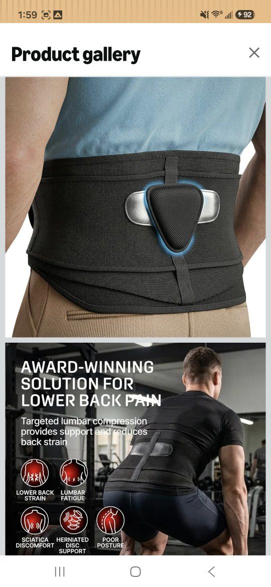 Modvel Adjustable Lumbar Support Brace for Lower Back Pain Relief - Advanced Compression & Breathable