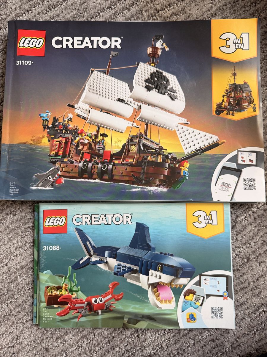 LEGO Creator 3-in-1 Pirate Ship (31109) & Shark (31088) with Ray the Castaway (40566) - Used