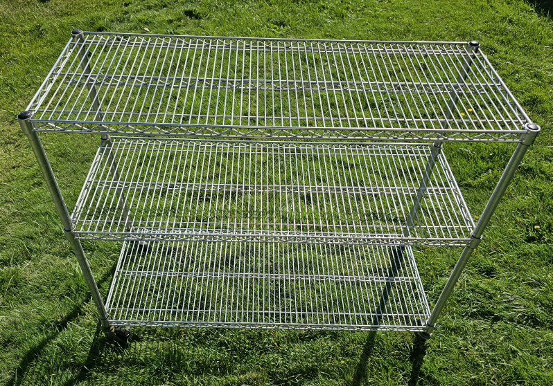 3-Tier Rolling Wire Storage Shelf Chrome Utility Cart 48"L×18"Dx40"H