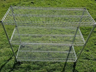 3-Tier Rolling Wire Storage Shelf Chrome Utility Cart 48"L×18"Dx40"H