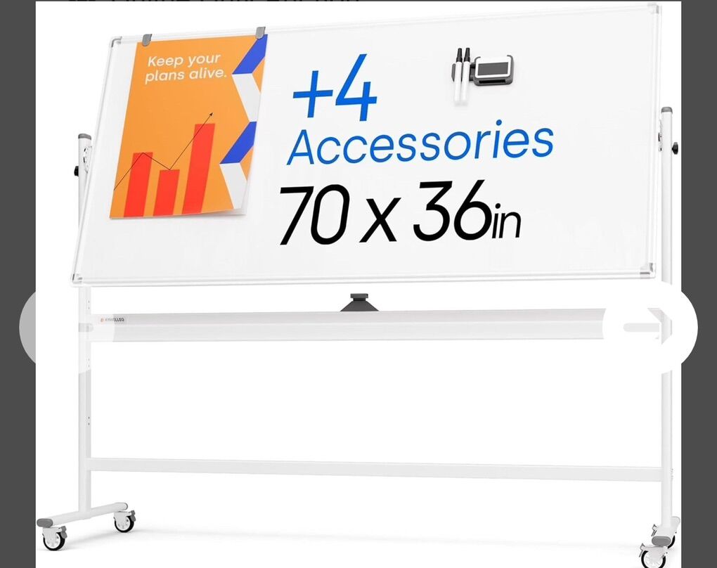Rolling Dry Erase Board 70x36 Portable, New