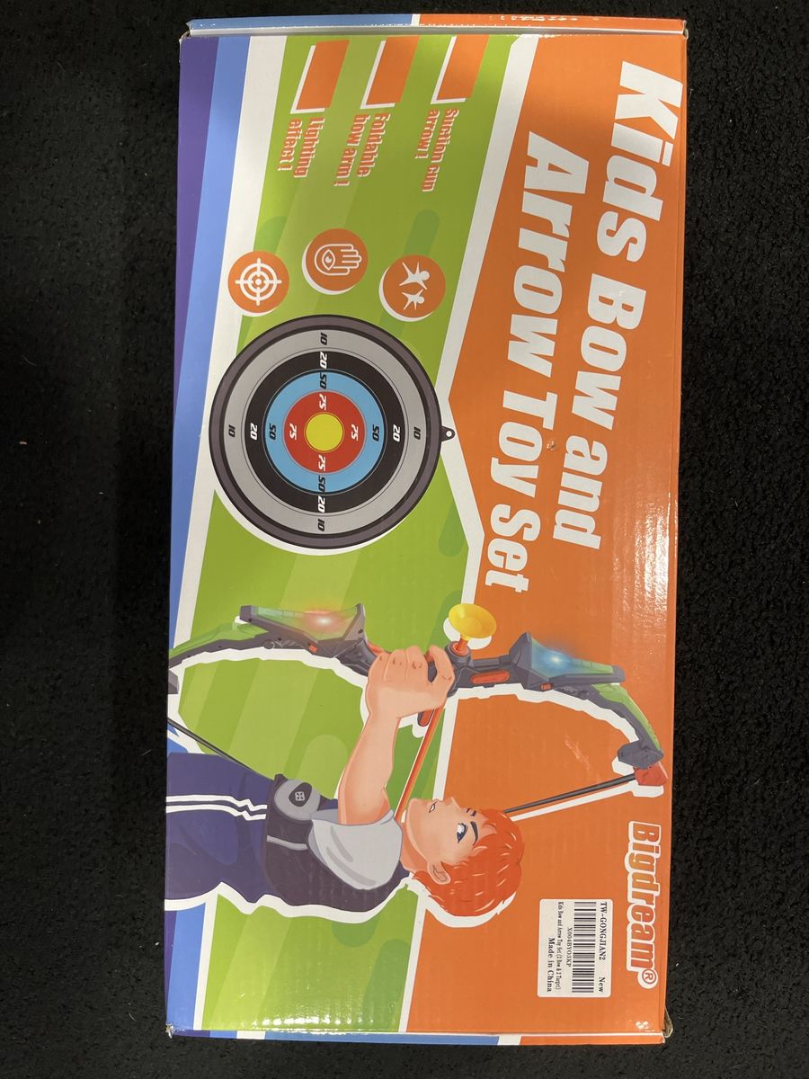 BigDream Kids Bow & Arrow Toy Set - Suction Arrows, Foldable Bow Arm, Lighting Effect