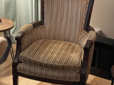 Vintage French Provincial Accent Chair - Striped Velvet - Elegant Decor