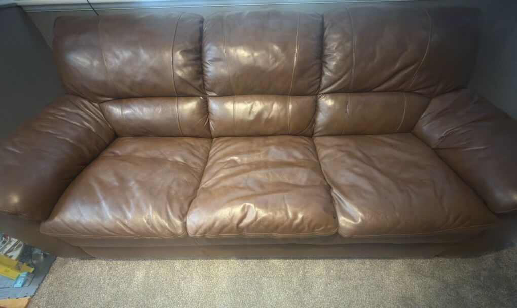 Brown Leather Sofa/Couch
