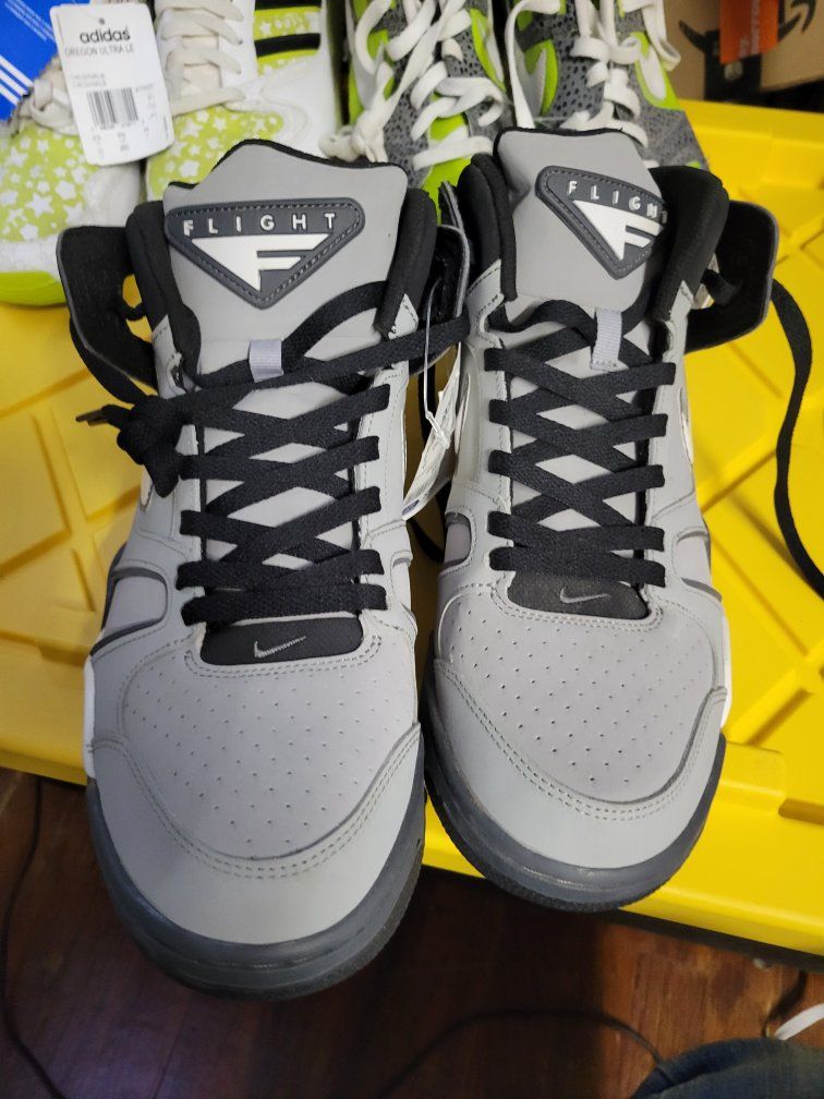 Nike Air Flight Falcon Legacy Gray/Black/White Men's Basketball Shoes Size 11.5
