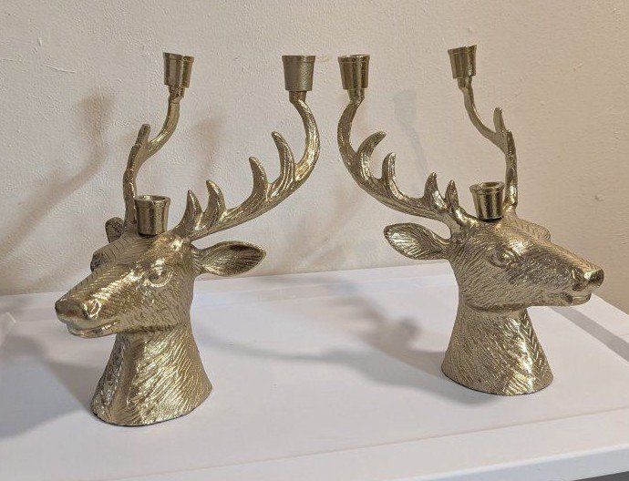 brass deer head candelabras