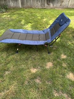 Portable Outdoor Camping Cot Lounger with Adjustable Recline - Blue/Black