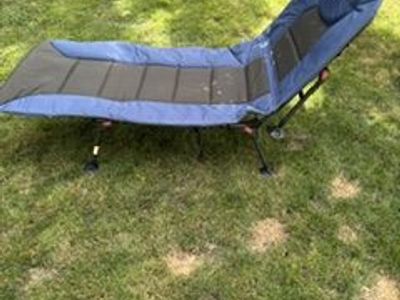 Portable Outdoor Camping Cot Lounger with Adjustable Recline - Blue/Black