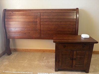 Solid Wood King Size Sleigh Headboard and Matching Nightstand