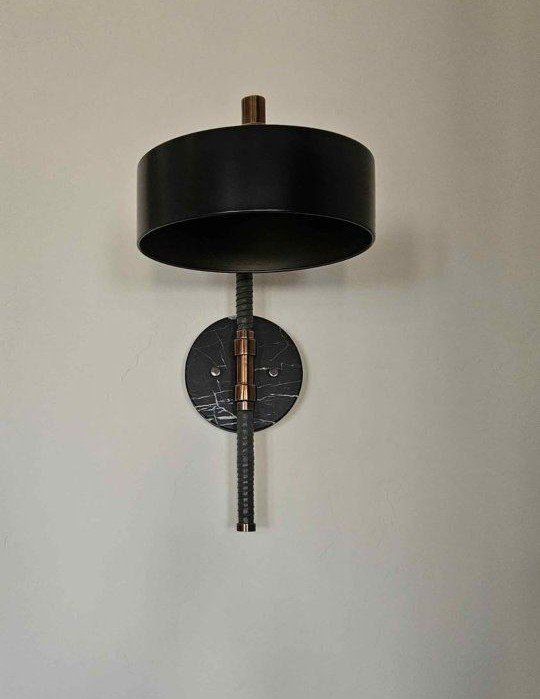 Industrial Style Wall Sconce Black Metal & Copper Accents Modern Loft Lighting (Pair)