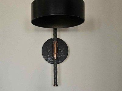Industrial Style Wall Sconce Black Metal & Copper Accents Modern Loft Lighting (Pair)
