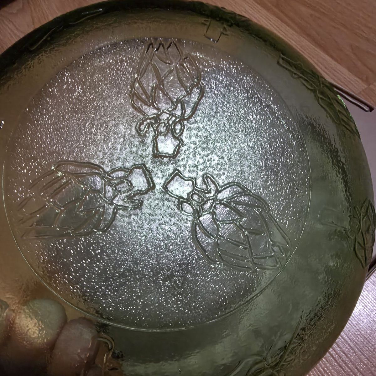 Vintage Green Glass Artichoke Serving Plate 10in