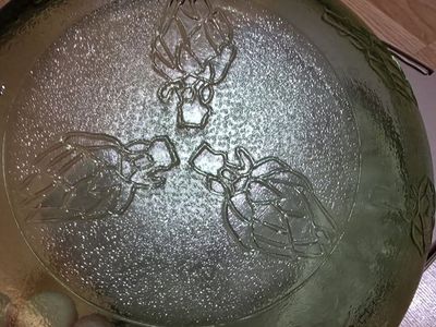 Vintage Green Glass Artichoke Serving Plate 10in