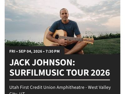 2 Jack Johnson Tickets - Surfilmusic Tour 2026, Pit GA, Sept 4, 2026, 7:30pm