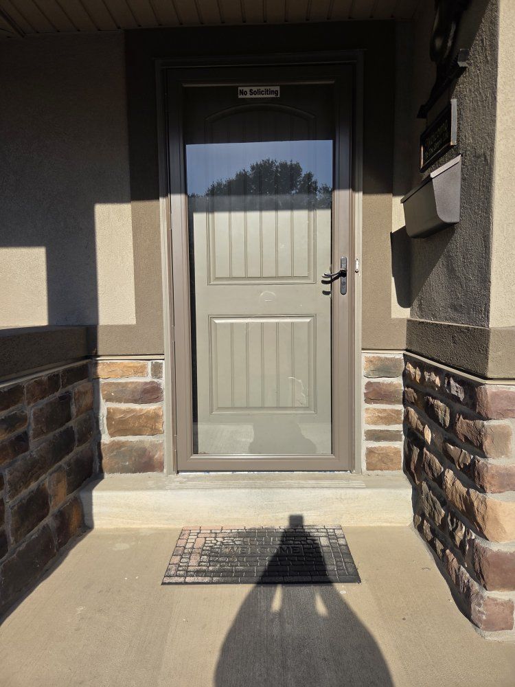 Full View Storm Door - Brown Frame with Clear Glass & Built-in Screen, Standard Size