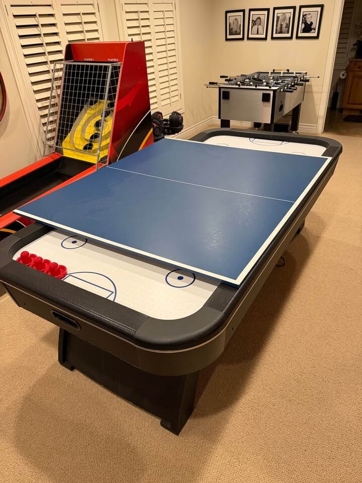 Air Hockey & Ping Pong Combo Game Table – Includes Accessories