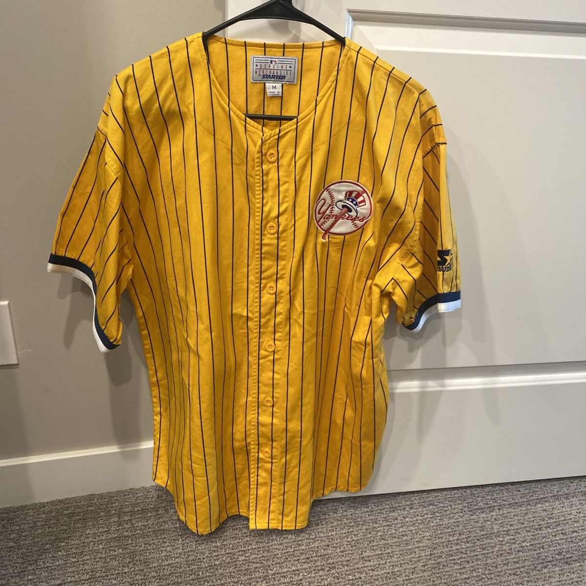 Vintage Starter Brand - NY Yankees yellow and black pinstripe jersey - Medium - NEW