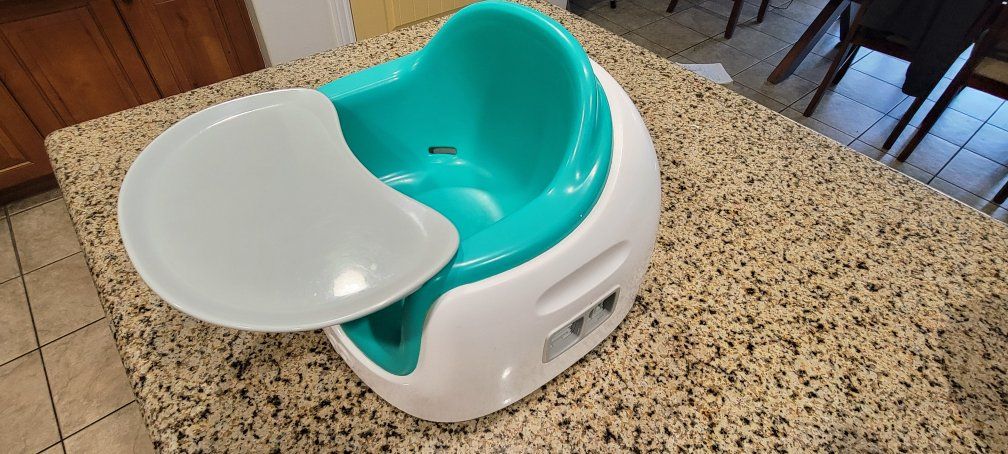 Bumbo Multi-Seat Booster & Floor Seat with Tray - Teal/White, Adjustable for Babies/Toddlers