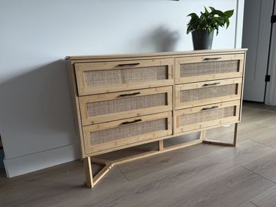 Rattan & Bamboo 6-Drawer Dresser – 47” Wide
