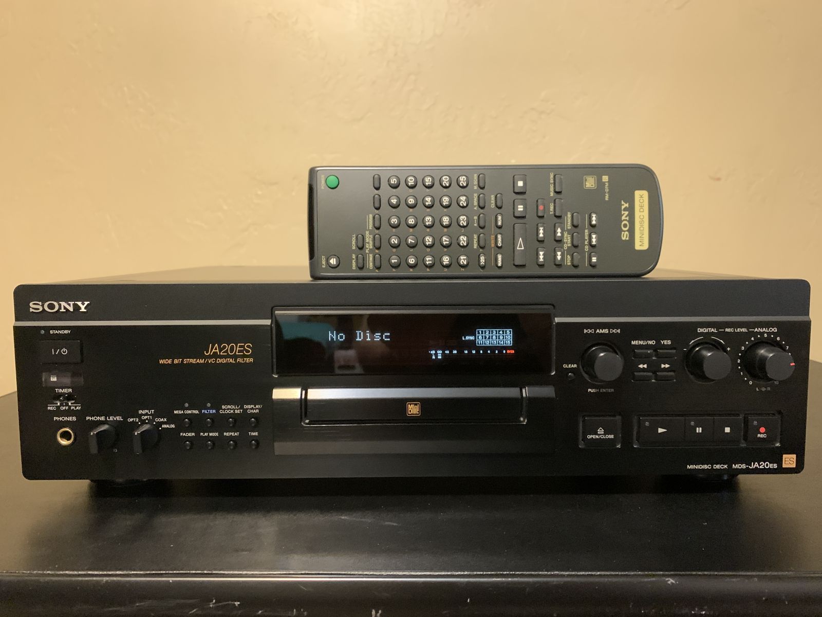 Sony MDS‑JA20ES MiniDisc Deck – High‑End ES Series – With Remote