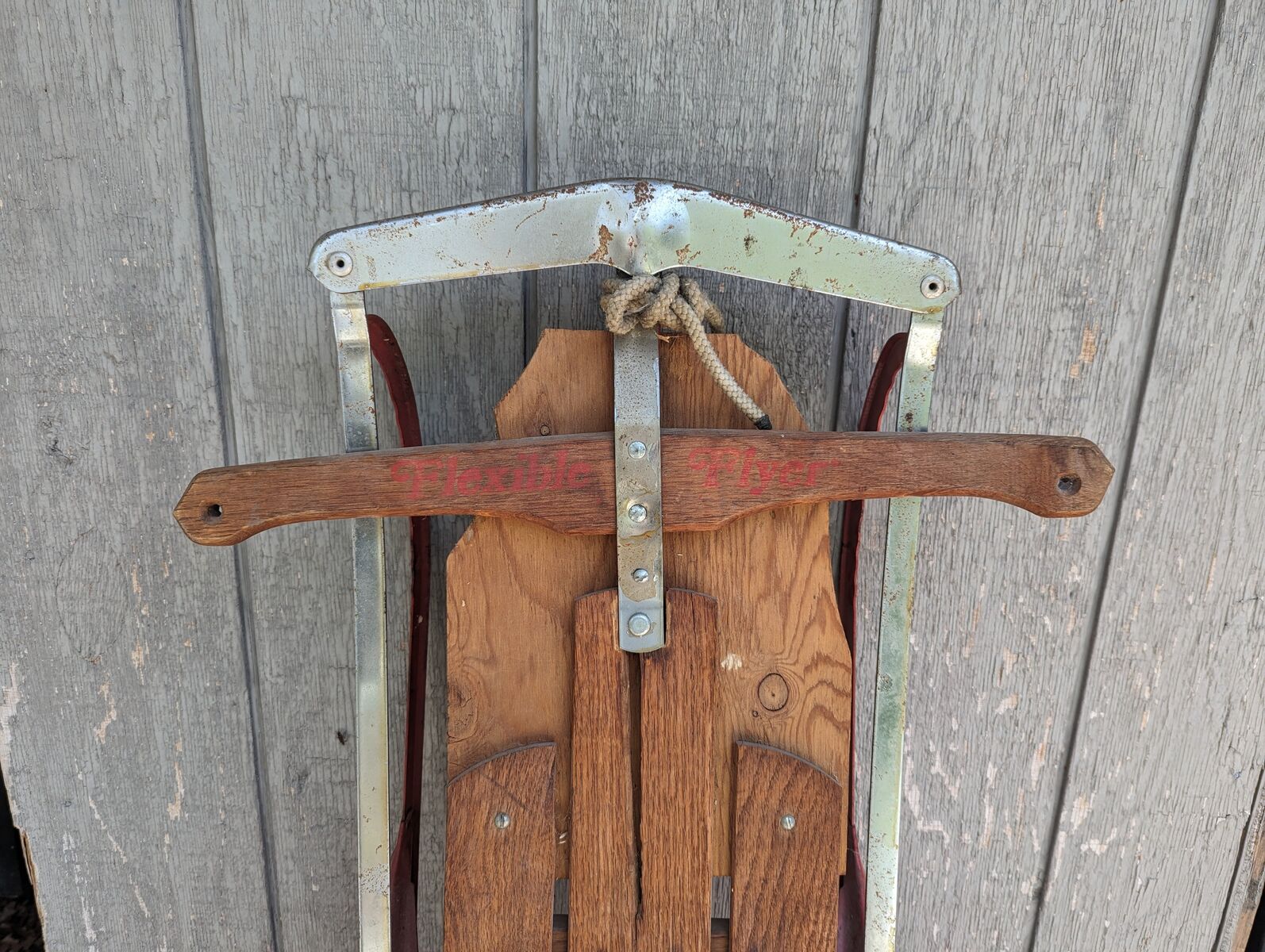 Vintage Flexible Flyer Sled - Antique Wood Tobagon for Holiday / Porch Decor