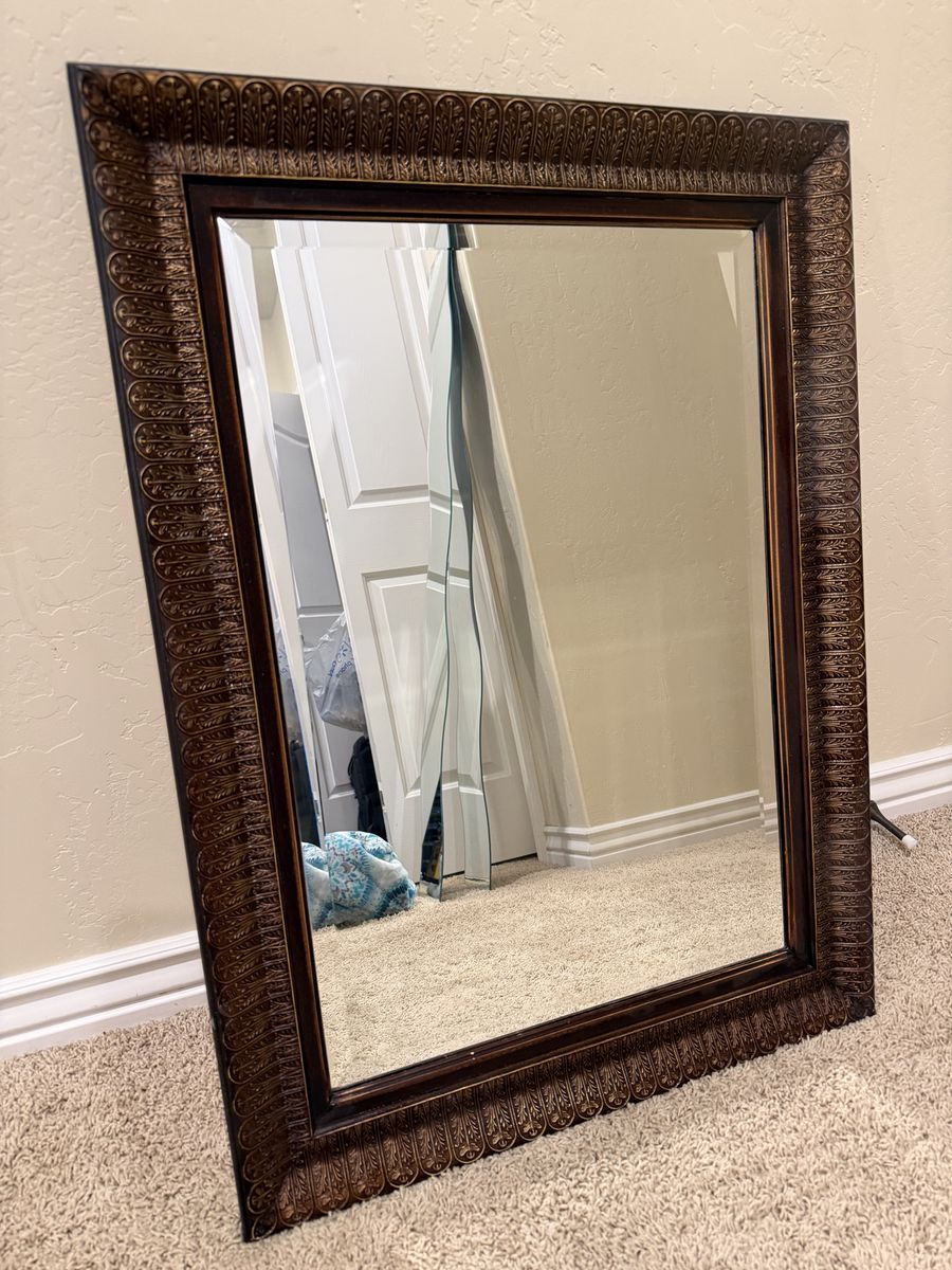 Ornate Wood Frame Wall Mirror - 33”L x 24”W
