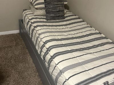 Bed frame, mattress and beddys bedding