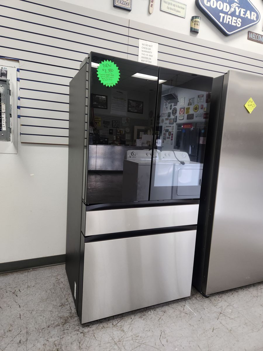 Samsung Bespoke 36" 22.5 Cu. Ft. Charcoal Glass/Matte Black Counter Depth French Door Refrigerator with AI Family Hub+ and AI 