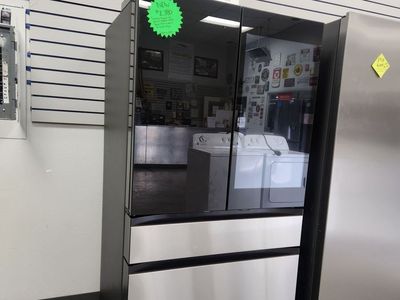 Samsung Bespoke 36" 22.5 Cu. Ft. Charcoal Glass/Matte Black Counter Depth French Door Refrigerator with AI Family Hub+ and AI