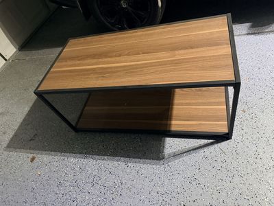 Modern Industrial Wood and Metal Coffee Table with Storage Shelf (41.5" x 20" x 18")