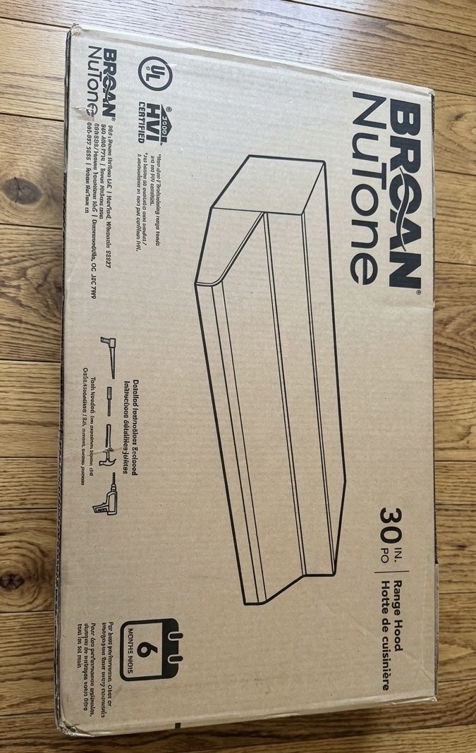 Broan-NuTone 413004 30-inch Ductless Range Hood, White, 6.0 Sones brand new still in box