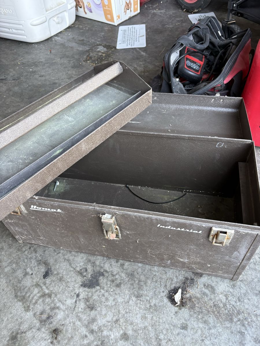 Homak Industrial Vintage Metal Tool Box Chest with Tray - Sturdy Storage