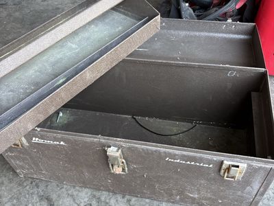 Homak Industrial Vintage Metal Tool Box Chest with Tray - Sturdy Storage