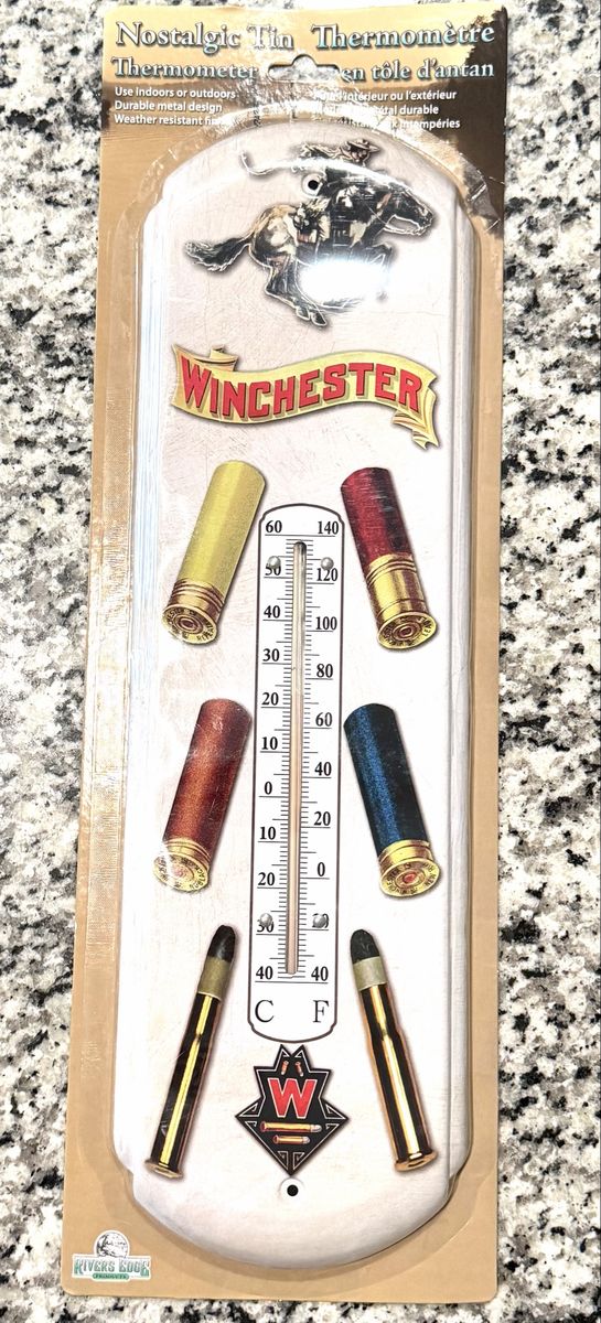 Rivers Edge Winchester & Deer Hunter Nostalgic Tin Thermometers