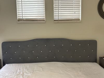 Gray velvet king size headboard