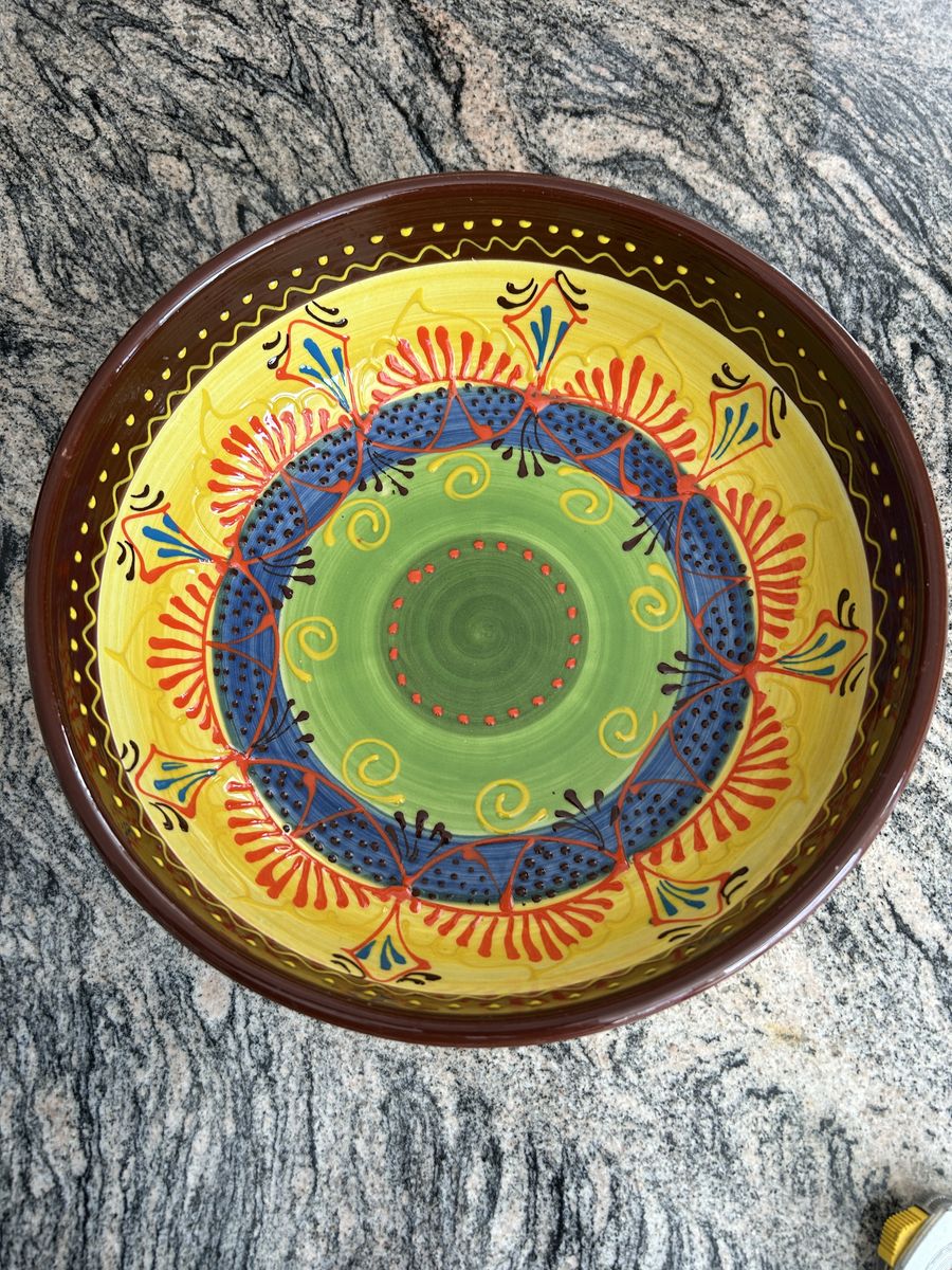 Ceramica El Titi Serving Bowl: Hand-Painted Spanish Boho Decor