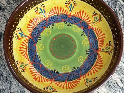 Ceramica El Titi Serving Bowl: Hand-Painted Spanish Boho Decor