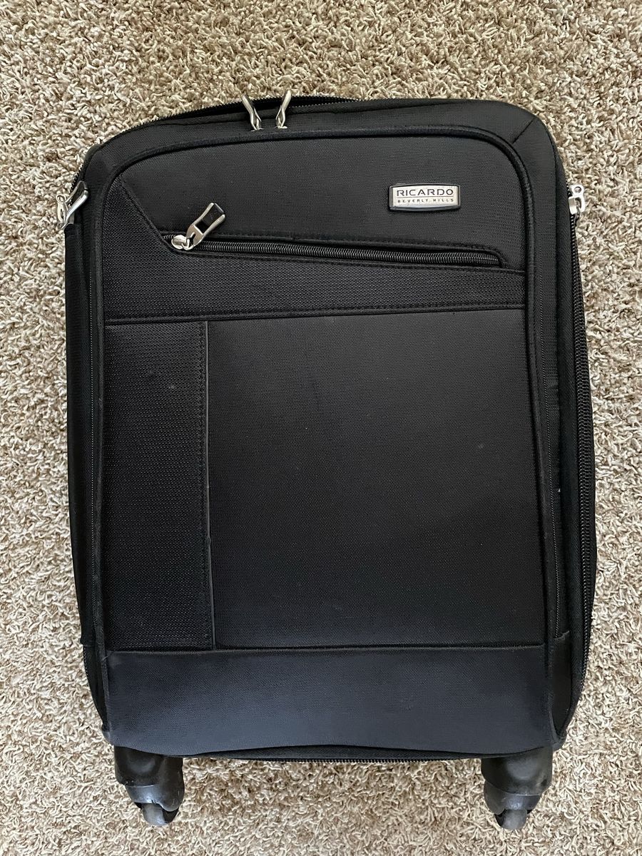 Ricardo Beverly Hills Black Softside Carry-On Rolling Suitcase Luggage Travel Bag