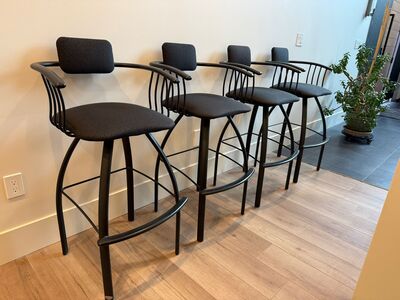 Bar Stools. Amisco Swivel Stools with Cushioned Seat & Backrest (set of 4)